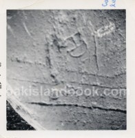Glyph carved into Oak Island rock. James Troutman makes a sketch using this Glyph in another document for the flood channels (See Rock Glyph Flood Sketch in Documents)